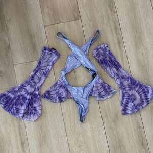 Shimmering Blue and Purple Women's Bra Set